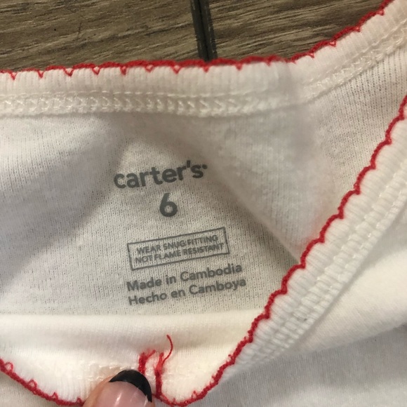 CARTER’S christmas santa’s checklist red and white girls pajama set size 6 - Picture 5 of 7